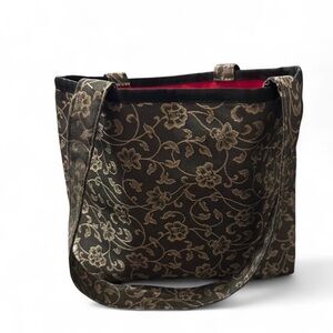 Floral Patterned Brown Tote Bag
